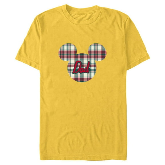Disney Mickey Mouse Christmas Holiday Plaid for Dad - Short Sleeve Blended T-Shirt for Adults - Customized-Yellow