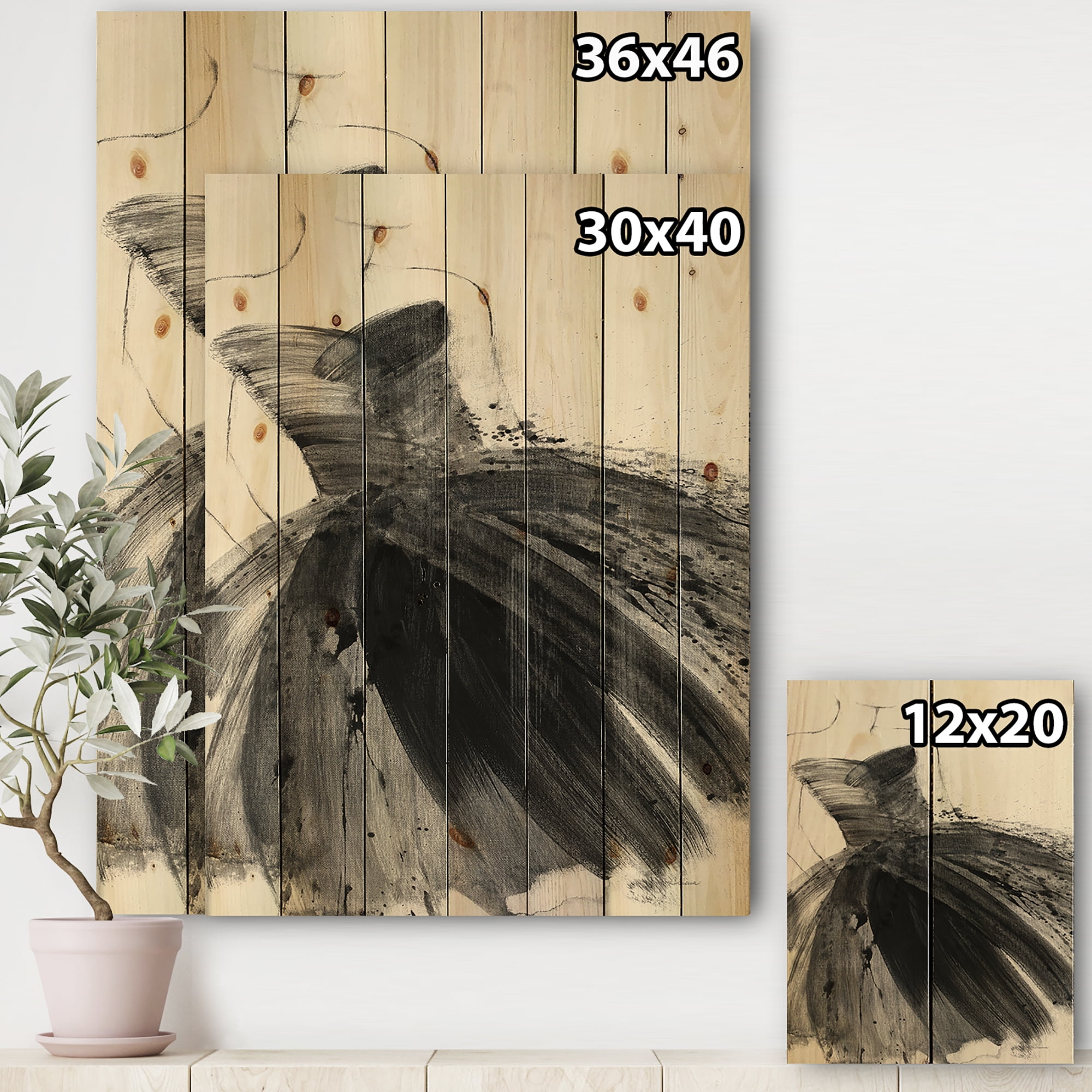 Designart 'Fashion and Glam Feminine III' Fashion Figures Print on Natural Pine Wood