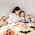 thumbnail image 4 of Feelyou Cartoon Ghost Witch Hat Twin Bedding, Cute Pumpkin Bat Bedding Comforter Set, Beige, Halloween Reversible, 7 Pieces, 4 of 7