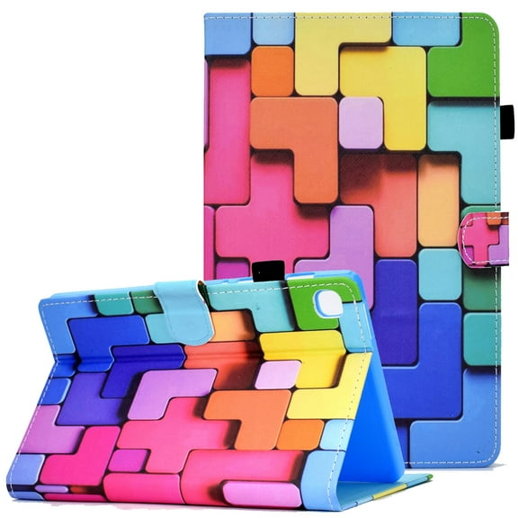 Allytech Case for Samsung Tab A7 Lite 2021(SM-T220/SM-T225/SM-T227), Galaxy Tab A7 Lite 8.7" Cover with Pen Holder, PU Leather Anti-Slip Stand Folio Wallet Case with Magnetic Snap, Rainbow Cube