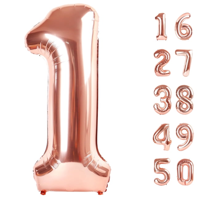 Globo Kelfuoya, oro rosa, número 1, 40 pulgadas, para primer cumpleaños