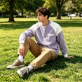 thumbnail image 5 of GrmtClth Sweatshirt Waffle Henley Color Block Long Sleeve Pullover Tops Mens Light Daily Streetwear Outfit Purple XL, 5 of 5