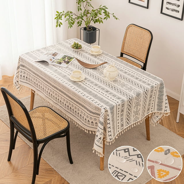 KBOOK 35" x 35" Tassel Tablecloth,Waterproof Boho Square Table Cloth