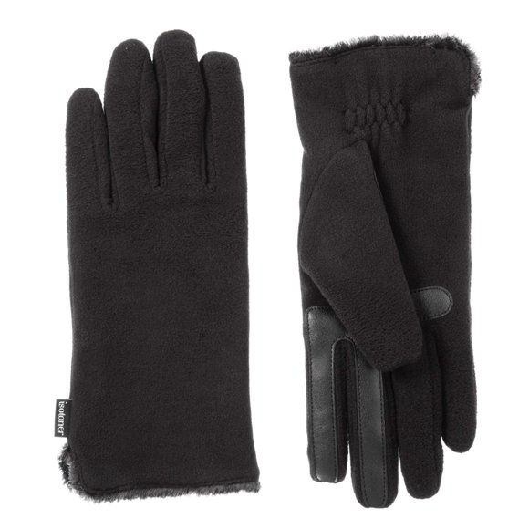 Guantes isotoner de forro polar elástico para mujer, pantalla táctil, color negro
