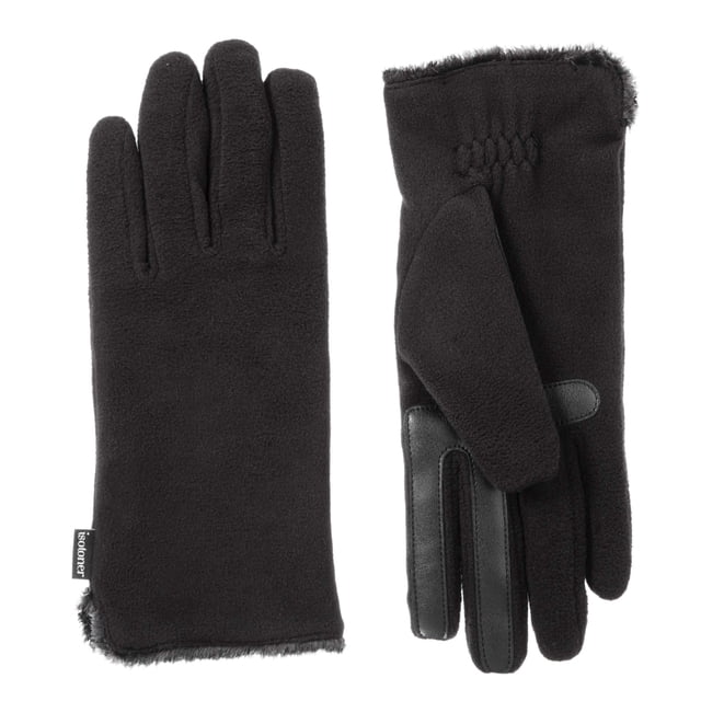 Guantes isotoner de forro polar elástico para mujer, pantalla táctil, color negro