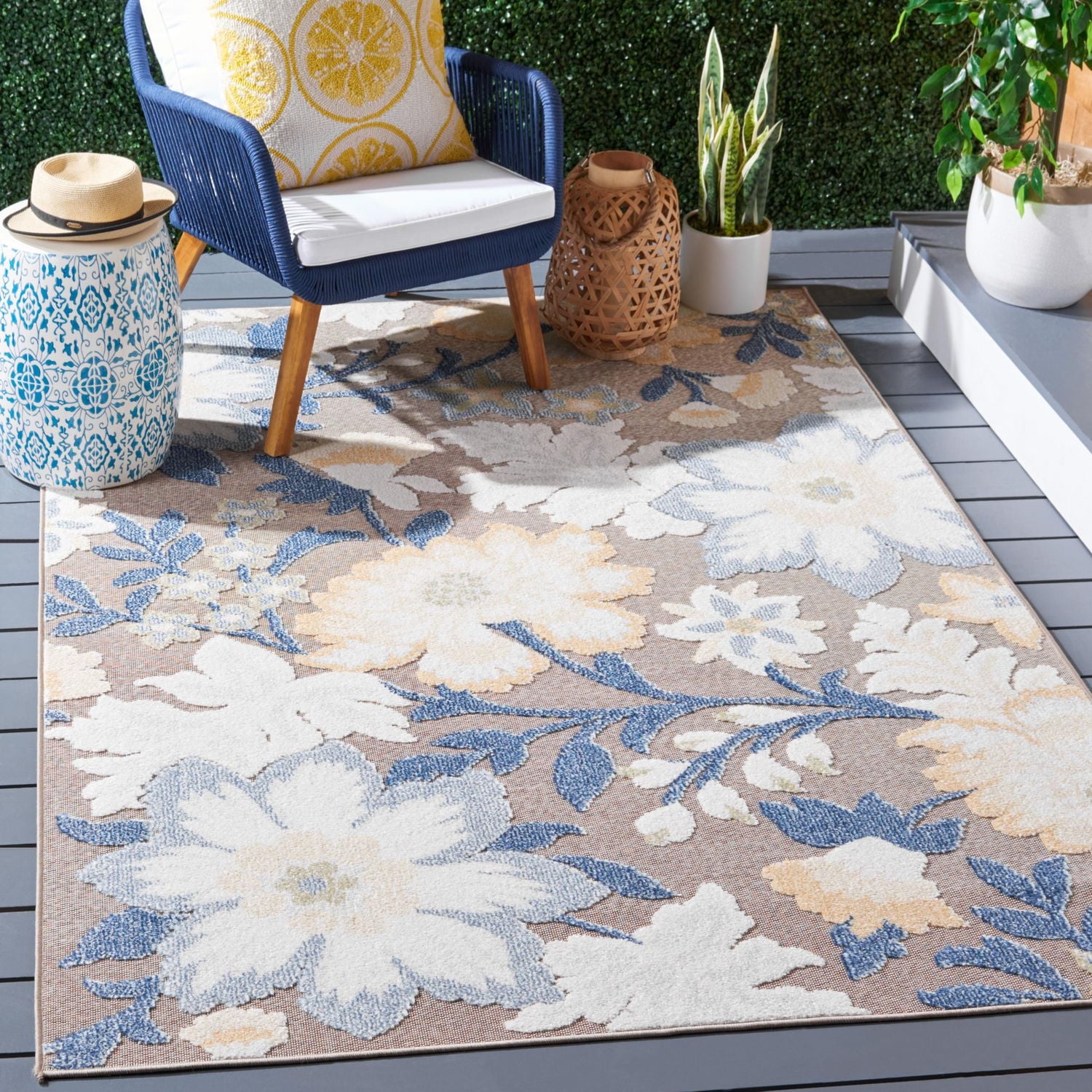 SAFAVIEH Sarasota Averill Tapis Floral Intérieur/Extérieur