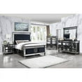 thumbnail image 5 of ACME Varian II Queen Bed in Dark Navy Velvet and Black and Silver, 5 of 7