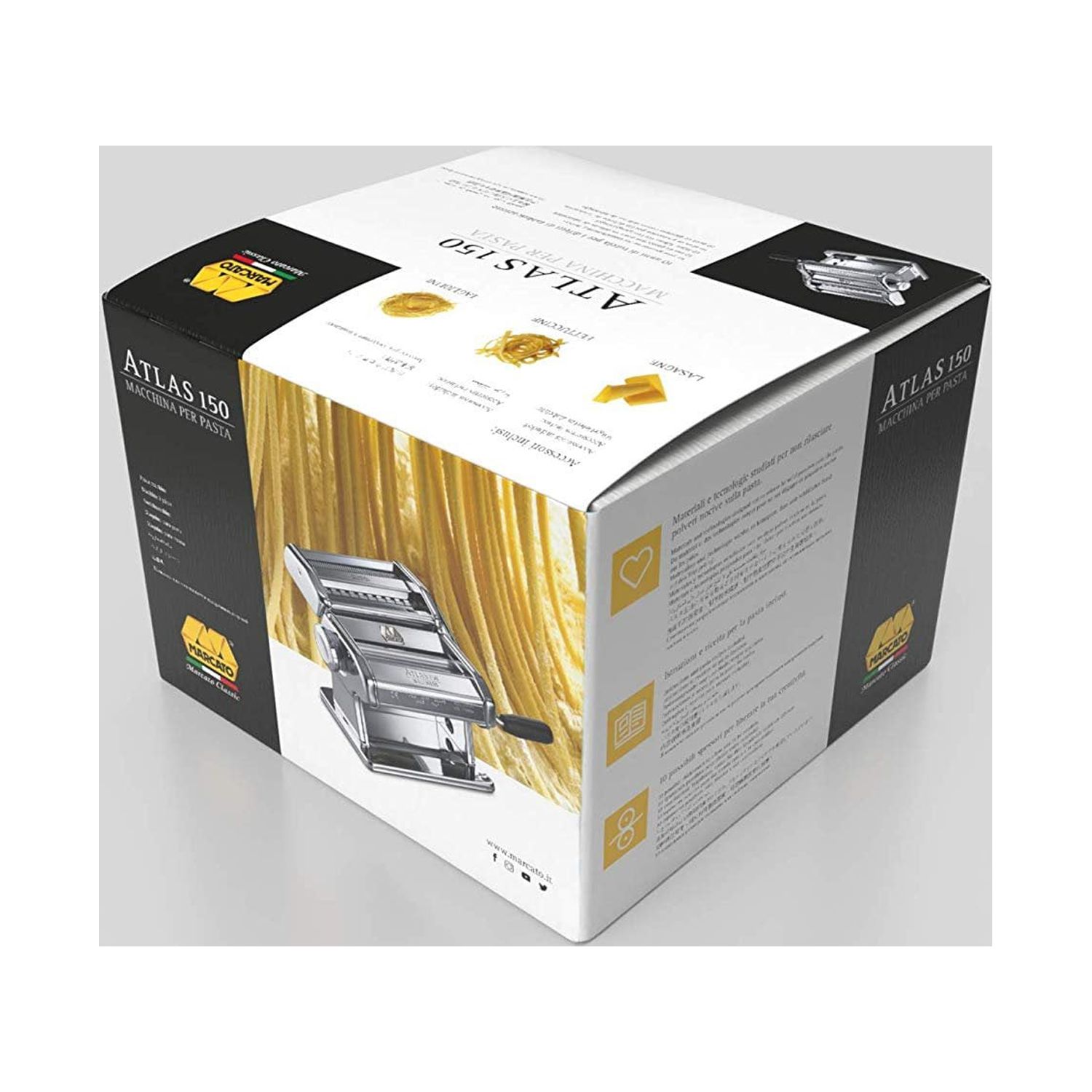 Atlas Marcato Made in Italy Stainless Silver Black 150mm Wide Pasta Machine 8320 - image 2 of 13