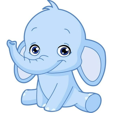 Adorable Chevron BLUE ELEPHANT  Baby Shower Birthday Cake Topper Edible Frosting Image 1/4 Sheet