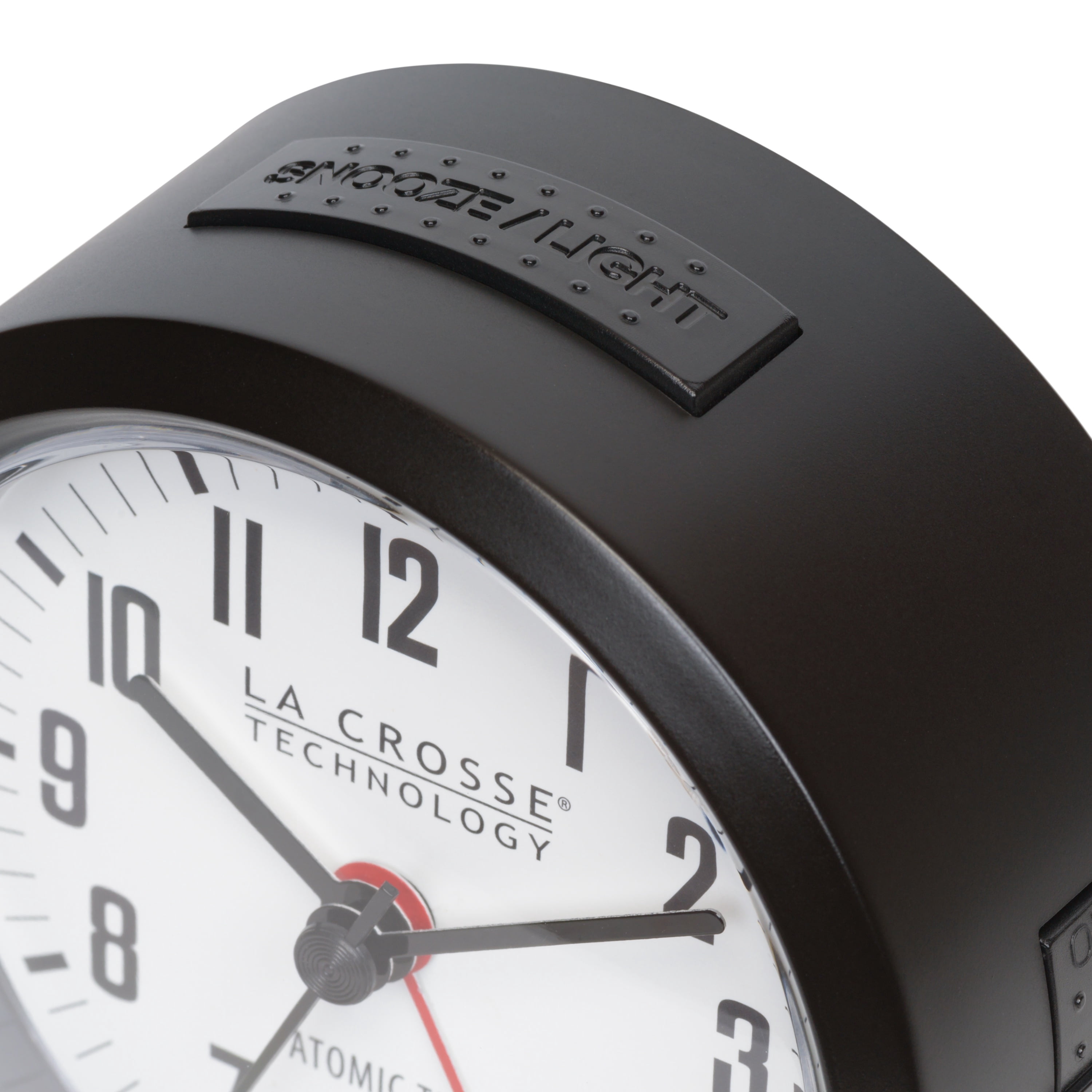 La Crosse Technology 4" Round Black Atomic Analog Alarm Clock, 617-710B