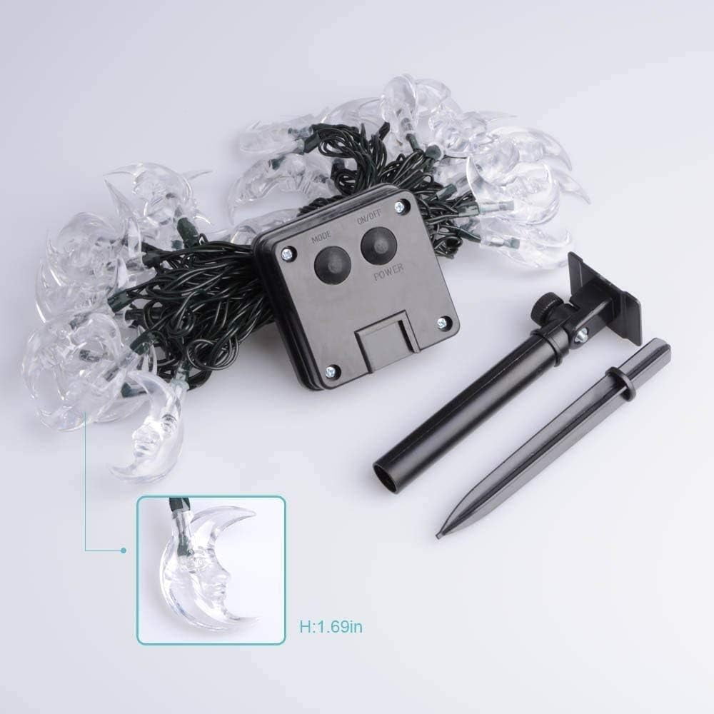 Outdoor Garden Solar String Lights, 6M 30LED Solar Moon Lights Moon Fairy Lights String Lights Waterproof with 8 Mode