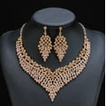 thumbnail image 7 of Faty-T Women Jewelry Set Rhinestone Crystal Statement Necklace Bride Rib Choker Necklace Floral Beaded Collar Neklcace Cluster Dangle Earrings Set for Wedding Party, 7 of 7
