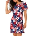 thumbnail image 2 of Fotbe American Stars2 Bata de Dormir para Mujer con Estampado, Camisón de Algodón de Manga Corta, Ropa de Dormir Casual, 2 of 6