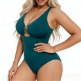 thumbnail image 5 of QUNYINEY One Piece Swimsuit Women Tummy Control Slimming Solid Monokini Cutout Ruched V Neck Swimwear, 5 of 8