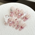thumbnail image 2 of Hand-worn nail white angel transparent pink nail patch medium and long removable French phototherapy nail finished white, 2 of 6