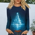 thumbnail image 4 of asdoklhq Christmas Womens Tops Christmas Women's Fashion Tees Casual Round Neck Loose T Shirt Long Sleeve Christmas Print Shirt Multicolor 3X, 4 of 6