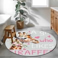 thumbnail image 3 of Round Rugs 4Ft, Giraffes Flowers Round Area Rug Washable Indoor Throw Carpet, A Girl Who Likes Giraffes Elegant Animals Grey Soft Non Slip Circle Rug for Kitchen Nursery Room Home Decor Aesthetic, 3 of 8