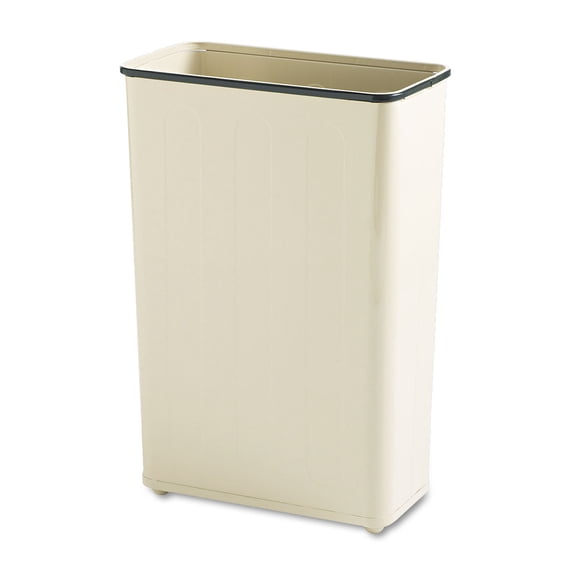 Fire-Safe Wastebasket, Rectangular, Steel, 24 gal, Almond