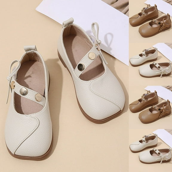 Miluxas Toddler/Little Kid Girls Mary Jane Ballerina Flats Girl Dress Shoes for Wedding Party Ballet Flat Shoes Khaki 13(32)