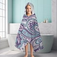 thumbnail image 6 of Purple and Teal Paisley and Floral Pattern Hooded Bath Towel，60"x35" for Ages 3 To 12 Kids, Quick Dry Lightweight Soft Microfiber Hood Beach Towel Cover Up for Kids, 6 of 7