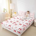 thumbnail image 3 of jejeloiu Kawaii Cute Bowtie Bed Sheets,Red Bowknot King Sheets For Bows Lovers 4-Piece, 3 of 6