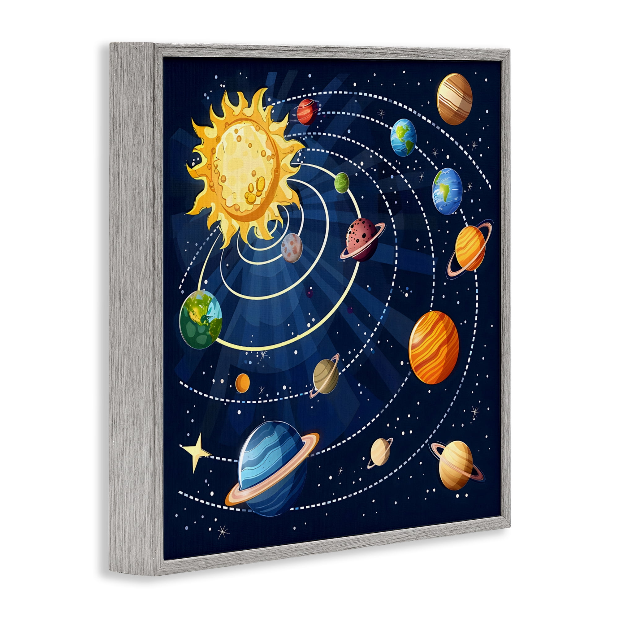 Stupell Industries Planets In Orbit Gray Framed Giclee Art, design by Creative Studio