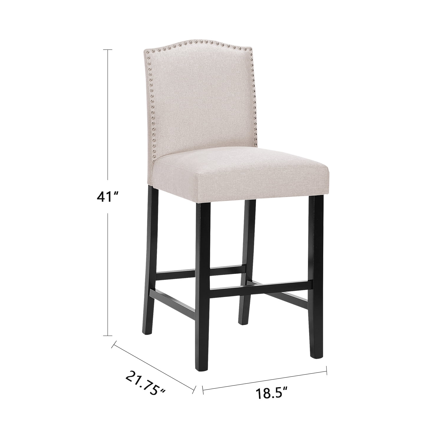Kadyn Counter Height Fabric Upholstered Chairs with Nailhead, Bar Counter Chairs for Bedroom, Bar Stools 2-pcs Set, Wheat Kadyn Counter Height Fabric Upholstered Chairs with Nailhead, Bar Counter Chairs for Bedroom, Bar Stools 2-pcs Set, Wheat