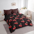 thumbnail image 3 of Feelyou Black Red Cherry Twin Bedding Sets 7-Piece, Princess Cartoon Bedding Comforter Set, 3 of 8