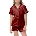 thumbnail image 2 of JUMEYU Summer Pjs for Girls Pajamas for Girls Snug-Fit Girls PJ Set Short Sleeve Tee & Shorts Size 10-11 (Brick Red,10-11 Years), 2 of 4