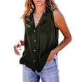 thumbnail image 2 of Babysbule Women's Tops Women's Fashion Turn-down Collar Leisure Sleeveless Solid Vest Tops, 2 of 7