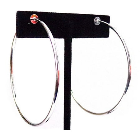 Clip-on Hoop Earrings 2.25 inch Silver Steel Hoop Earrings Classic