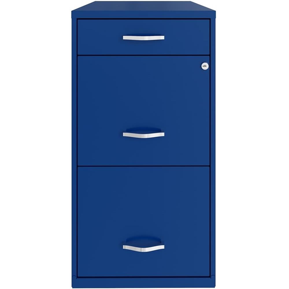 Pemberly Row 18" 3-Drawer Modern Metal Organizer Filing Cabinet in Blue