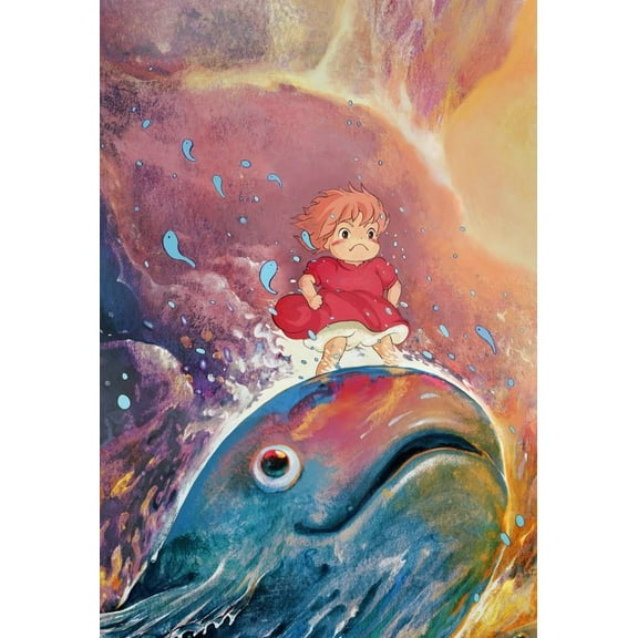 Ponyo Diamond Art Kits for Adults,5D Diamond Painting Kits for Adults,Whale Paint with Numbers Diamonds for Home Wall Decor 12x16 Inch