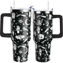 40oz Goth Tumbler with Handle Gothic Gifts for Women Gothic Tumbler with Lid and Straw Stainless Steel Insulated Halloween Cups