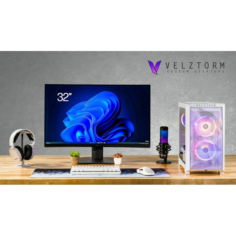 Velztorm White Mini Pilum Gaming Desktop PC (AMD Ryzen 7 5700X 3.40Ghz,  GeForce RTX 4060 Ti 8GB, 128GB DDR4, 2TB PCIe NVMe SSD + 2TB HDD (3.5),  120mm AIO, 750W PSU, AC