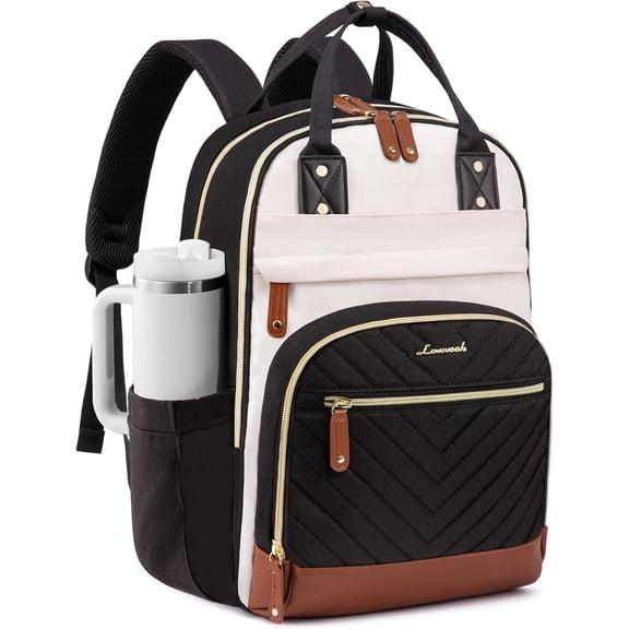 LOVEVOOK Laptop Backpack for Women with Giant Tumbler Holder Pocket,15.6 inch College Book Bag Nurse Teacher Backpack,Waterproof Work Travel Backpack Purse Laptop Computer Bag