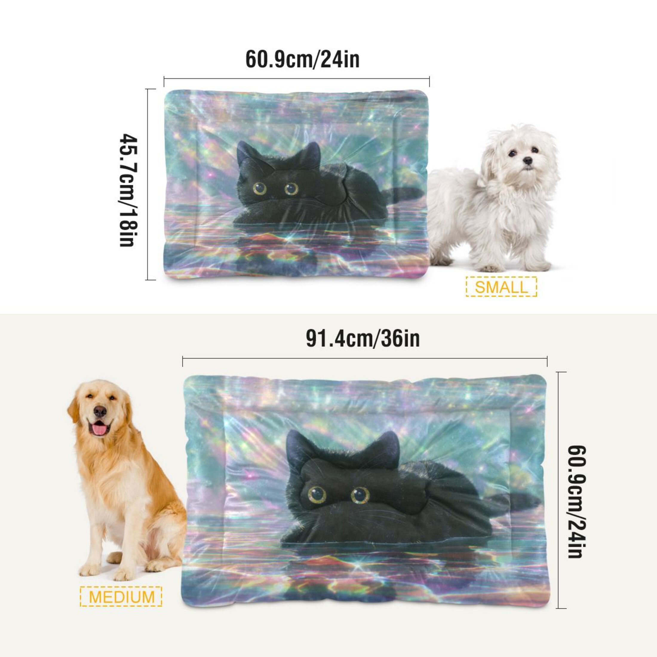 Cozy Mat Pet Bed Indoor Outdoor Warm Soft For Cat Dog Puppy(S/M) Black Cat in The Pool