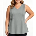 thumbnail image 5 of TKLPEHG Women's Plus Size V-Neck Tank Top Pleated Front Flowy Sleeveless Blouse Casual Loose Fit Top with Side Pockets (Gray,XXXXL), 5 of 8