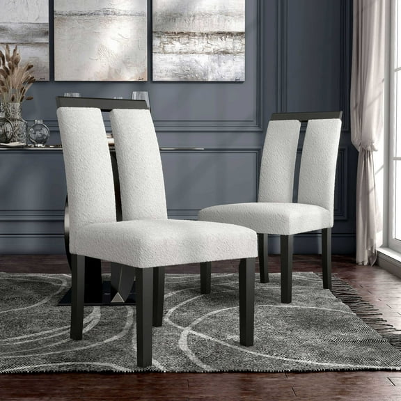 Furniture of America Vana Upholstered Fabric White and Black Side Chairs (Set of 2)