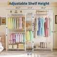 thumbnail image 3 of Garment Rack L Shaped Clothes Rack, Heavy Duty Metal Clothing Racks with 4 Hanging Rods & Adjustable Storage Shelves, Freestanding Portable Wardrobe Closet for Corner, 70.5"H x 85.4"L x 17.4"W ﻿, 3 of 9