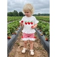 thumbnail image 6 of BemeyourBBs Toddler Girl Baby Summer Clothes Cute Infant Baby Girls Strawberry Outfit Strawberry Embroidery Hollow-Out Ruffles Hem Short Sleeve Shirt Tops Plaid Shorts 2Pcs Set, 6 of 9