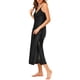 thumbnail image 4 of INSPIRAR CHIC Vestidos de Noche Largos de Satén para Mujeres con Escote en V, Quimono Suave, Vestido de Pijama, Vestido de Noche L Black, 4 of 6