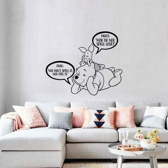 How Do You Spell Love? You Don't Spell It You Feel It - Winnie The Pooh And Piglet Quotes Vinyl Wall Decal Art Decor Home Kids Room Girls Boys Bedroom Living Room Home Décor Design Size (8x10 inch)