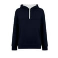 thumbnail image 6 of Vibrex Women's Quarter Zip Hoodie with Pocket Long Sleeve Casual Pullover Comfy Cropped Sweatshirt Streetwear Top, 6 of 6