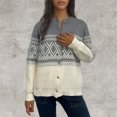 thumbnail image 4 of Women's Embroidered Jacquard Knit Cardigan Open Front Loose Fit Crewneck Button Up Sweater Jacket Stylish Comfortable Lightweight, 4 of 5