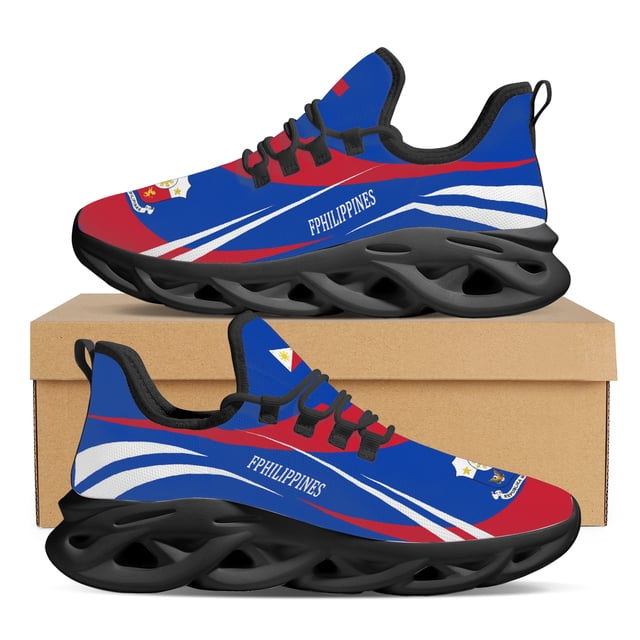 Zapatillas de baloncesto con plataforma, ligeras y transpirables, con diseño de bandera azul de Filipinas y emblema nacional.