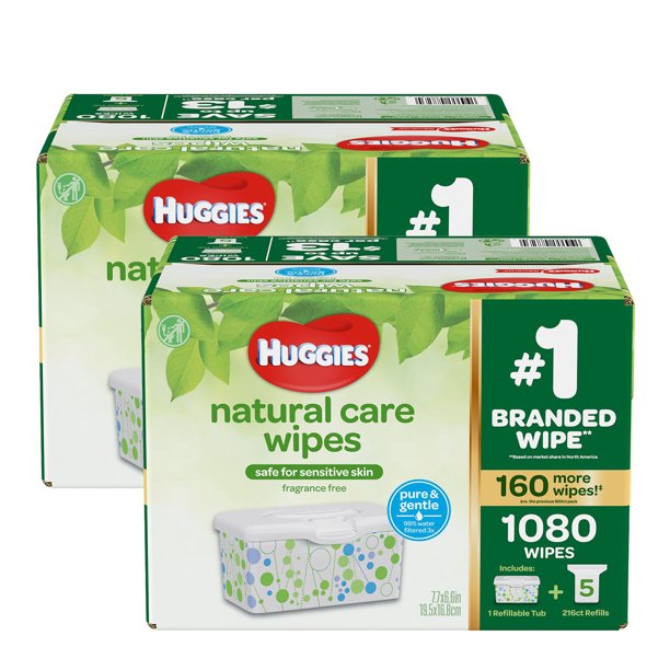 Pack of 2 - Huggies Natural Care Baby Wipe Refill ...