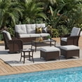 thumbnail image 2 of Sunmthink 7-Piece Patio Furniture Set, High Back Swivel Rocker Chairs with Thick Cushions, Wicker Rattan Outdoor Sectional Sofa with Coffee Table & Ottoman, Light Grey, 2 of 7