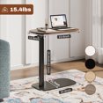 thumbnail image 3 of FunniHomi 23.6" W x 13.8" D Adjustable C Table with Wheels, Mobile Snack Side End Table for Sofa and Bed, Rustic Brown, 3 of 9