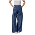 thumbnail image 3 of Mepaouo Women's Wide Leg Jeans High Waisted Plus Size Loose Fit Baggy Casual Denim Pants(Blue,M), 3 of 9